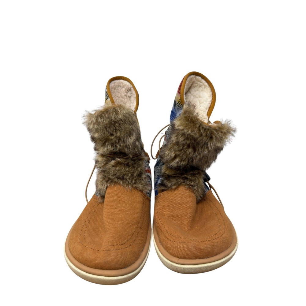 Sanuk Chiba Chill Boot Womens 8 Brown Geometric Faux Fur Faux Shearling 1094455 - Picture 6 of 9